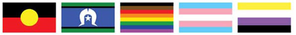 flags Aboriginal and Torres Strait Islander flags, and LGBTQIA+ flags